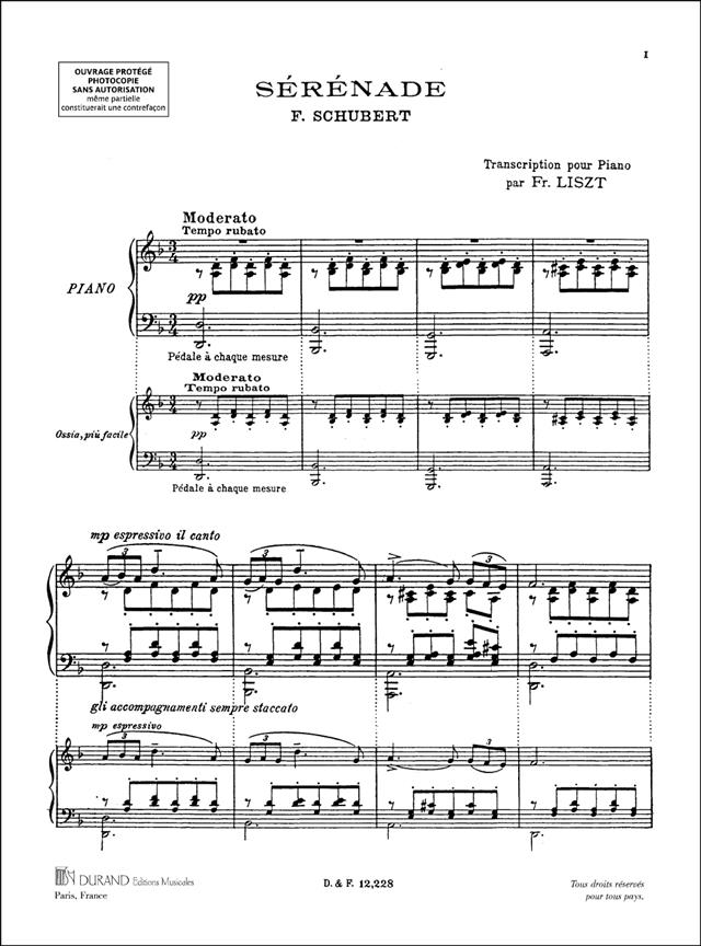 Sérénade - Transcription Pour Piano Par Franz Liszt - na klavír